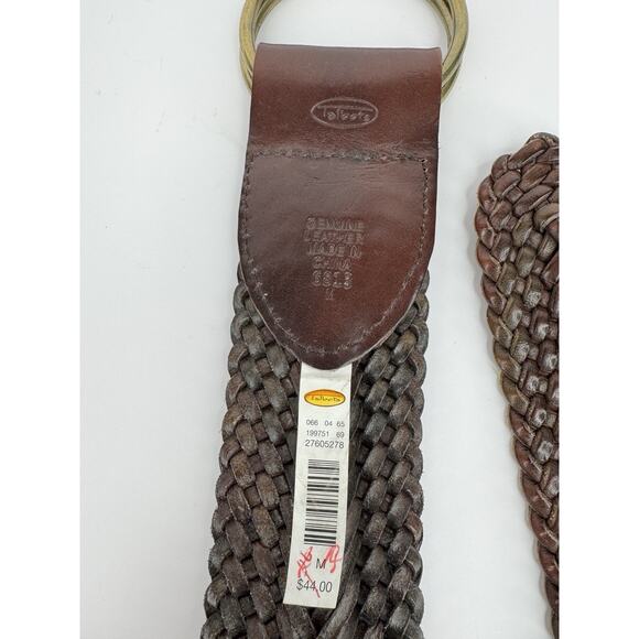 Vintage Talbots Wide Woven Leather Double Brass Ring Belt Brown M 42” Boho Retro - Picture 4 of 7